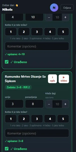 Klijent trenira sa telefona